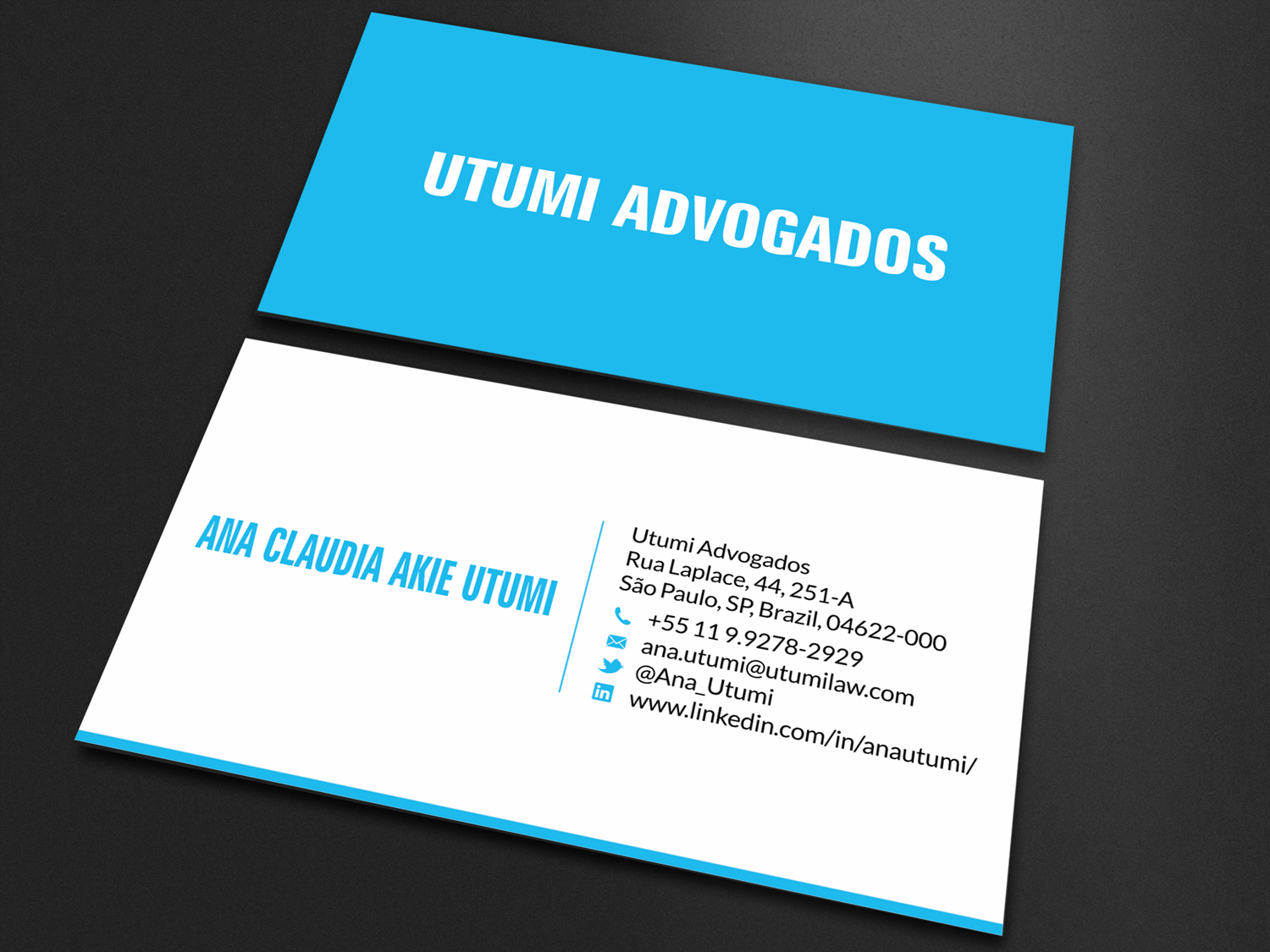 Diseño de Tarjeta de Presentación por SKYdesign para Utumi Advogados | Diseño #15770024