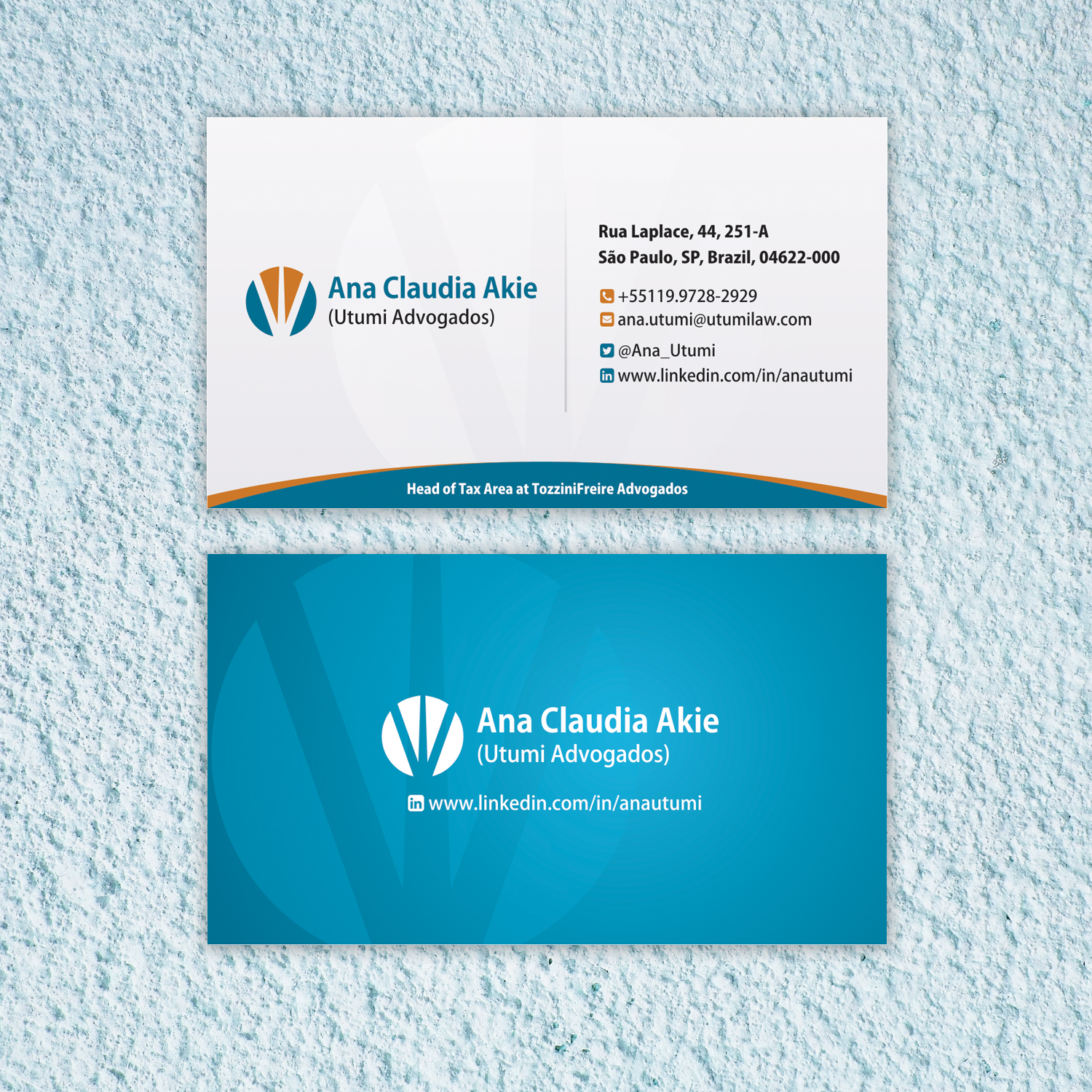 Business Card Design by thakurvandy07 for Utumi Advogados | Design #15776087