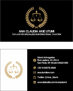 Design de Carte de Visite par Seun Moshood 2 pour Utumi Advogados | Design #15766010