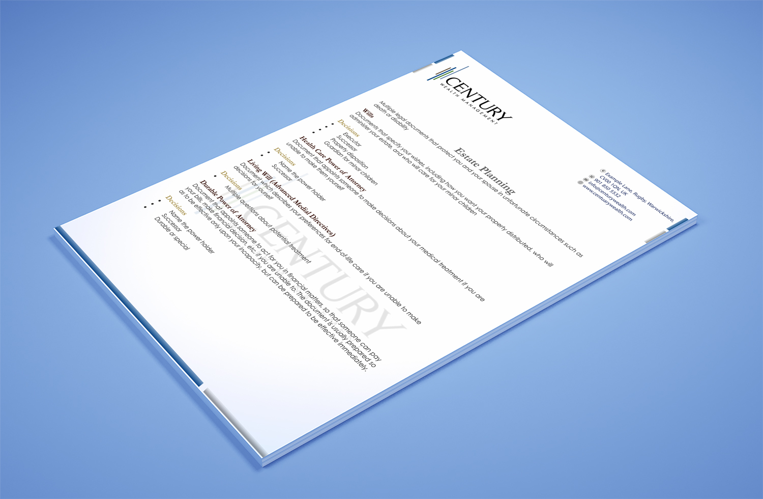 Email Marketing Design by Petter Goms for Century Wealth Management | Design #15810834