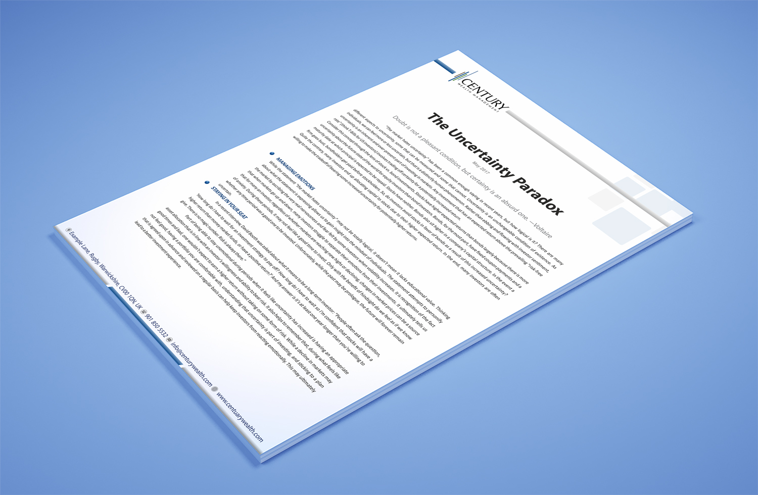 Email Marketing Design by Petter Goms for Century Wealth Management | Design #15943570