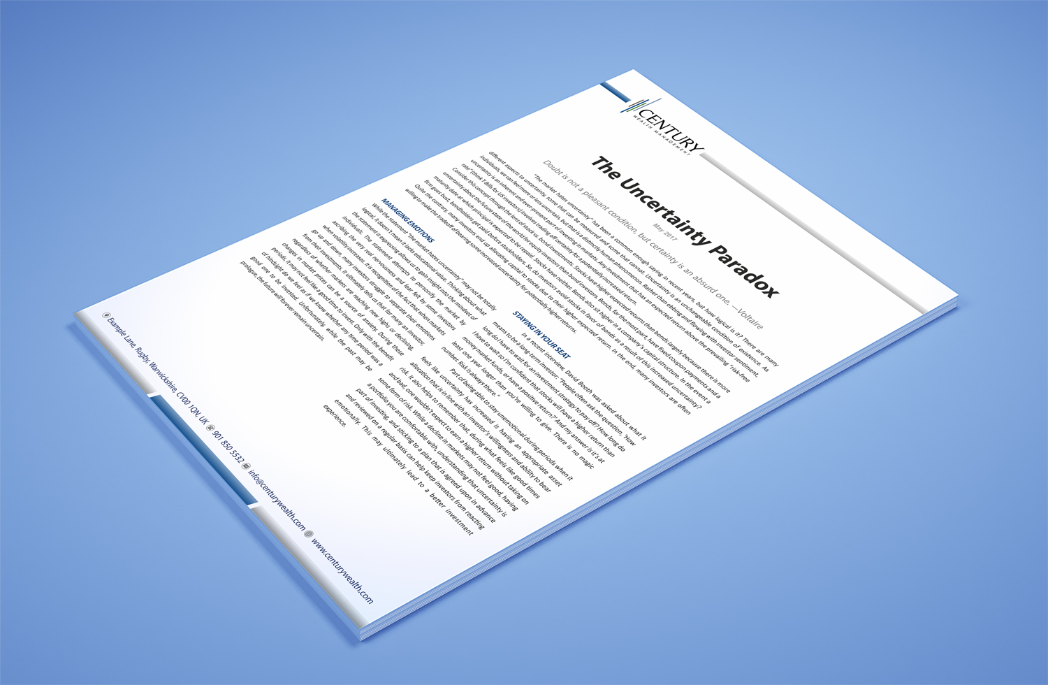 Design de Marketing Électronique par Petter Goms pour Century Wealth Management | Design #15949505