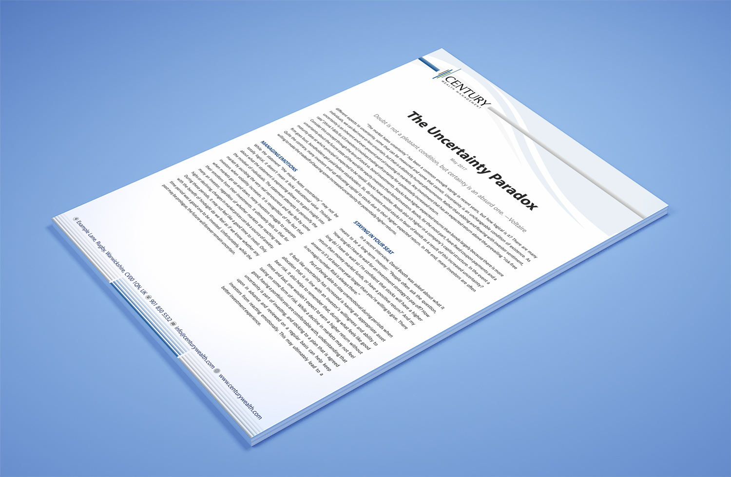 Design de Marketing Électronique par Petter Goms pour Century Wealth Management | Design #15949598