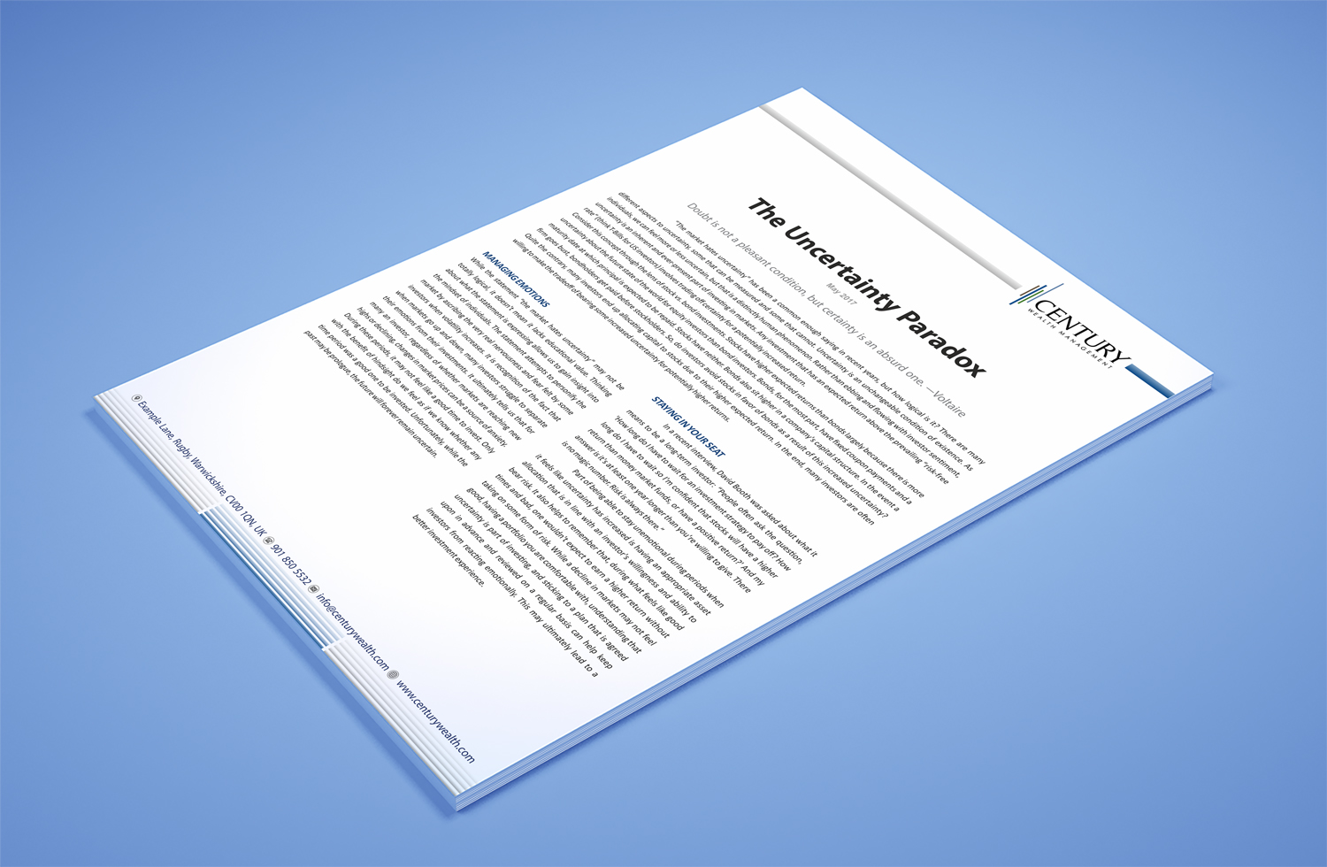 Design de Marketing Électronique par Petter Goms pour Century Wealth Management | Design #15950580