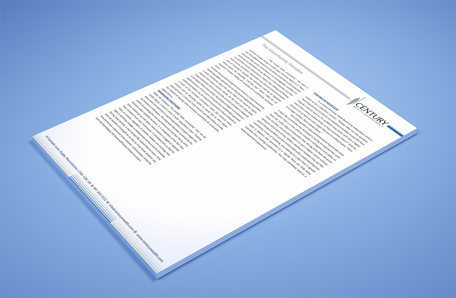 Design de Marketing Électronique par Petter Goms pour Century Wealth Management | Design #15950791