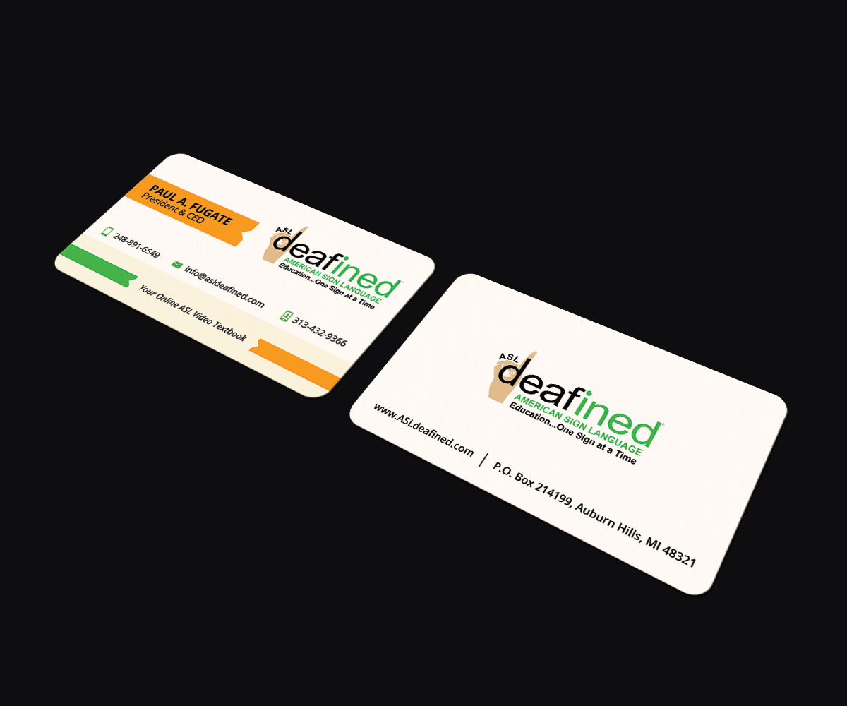 Business Card Design by JK18 for ASLdeafined.com | Design #15764531