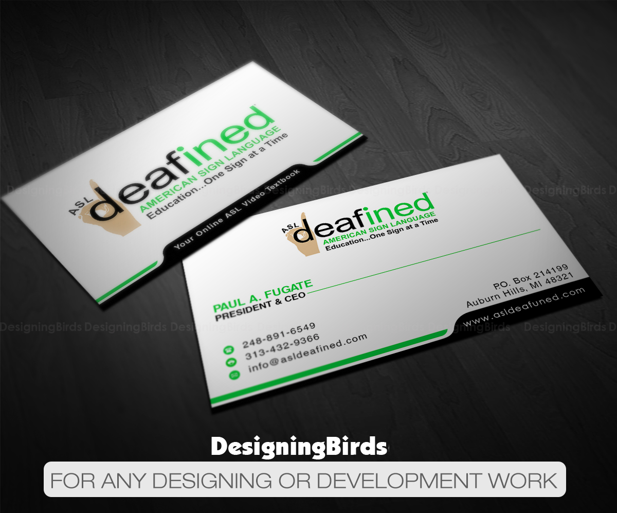 Business Card Design by Designing Birds for ASLdeafined.com | Design #15762256