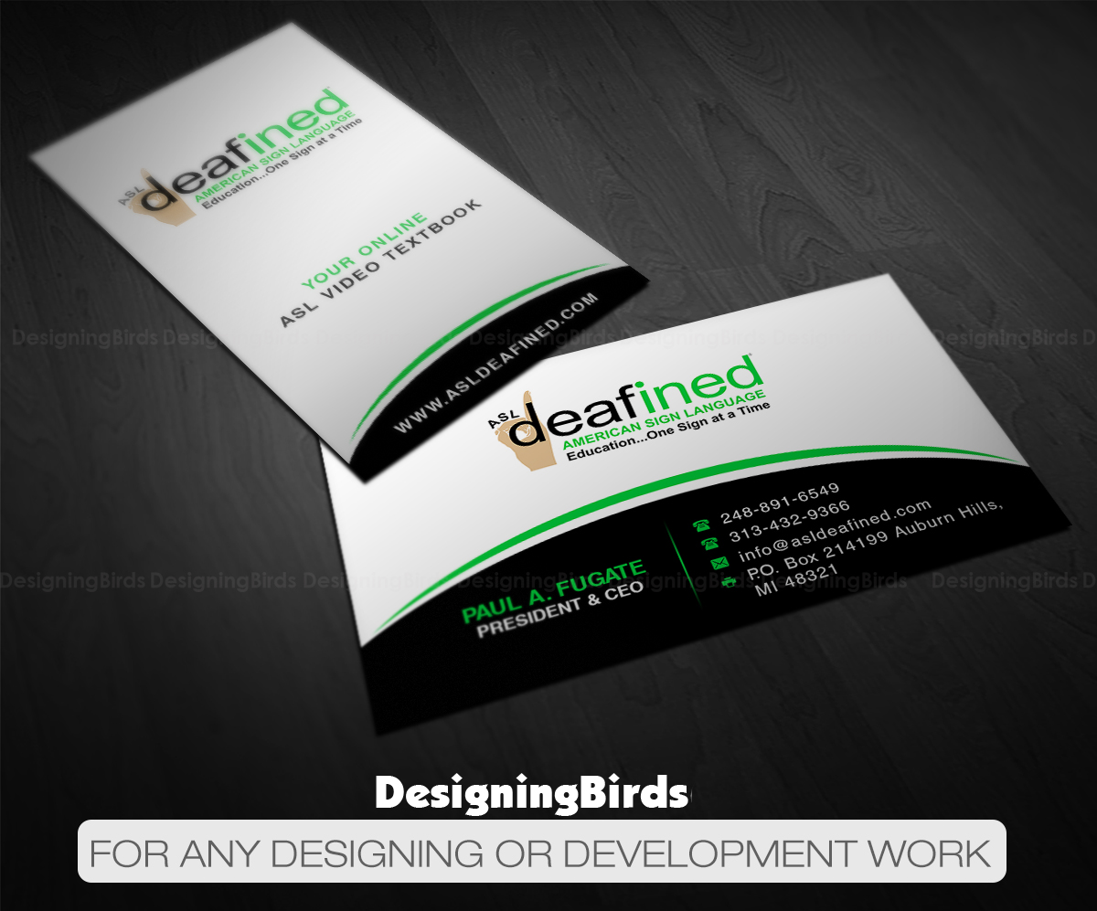 Business Card Design by Designing Birds for ASLdeafined.com | Design #15762778