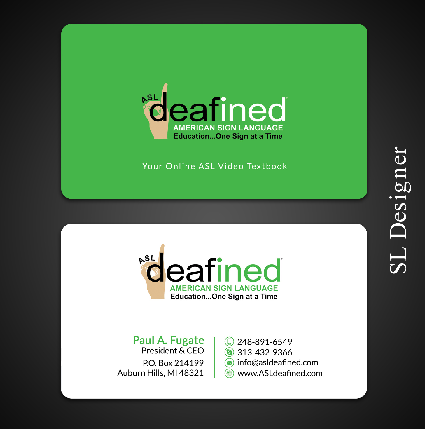 Business Card Design by SL Designer for ASLdeafined.com | Design #15763074