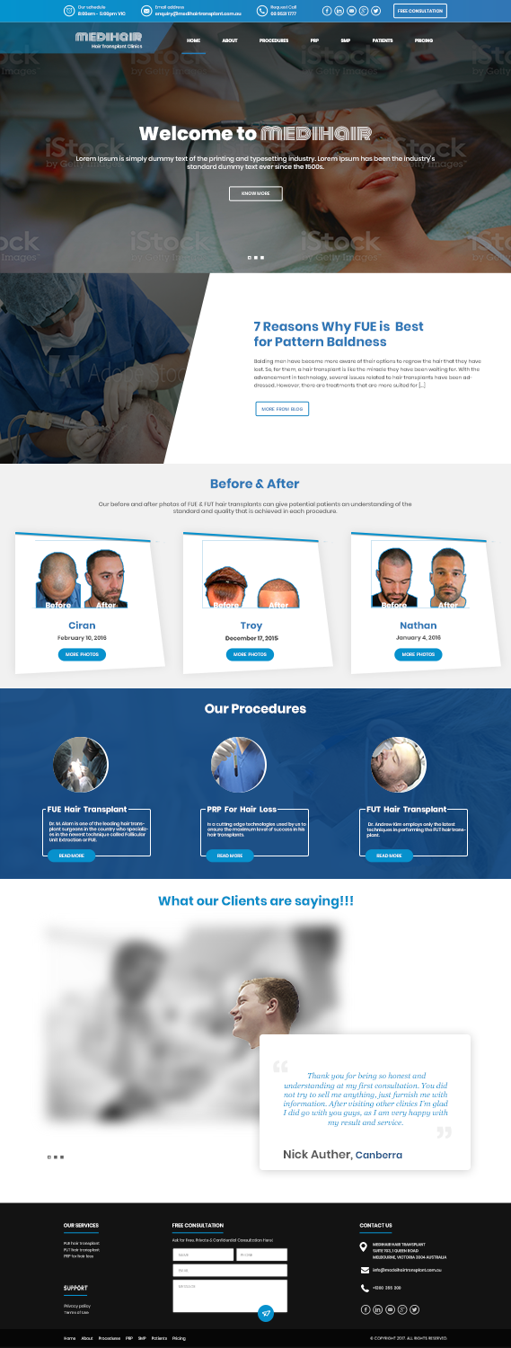 Web Design by Mohit Verma Designs for Medihair Pty Ltd | Design #16037686