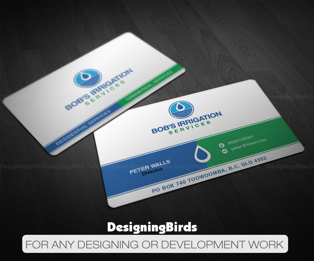 Business Card Design by Designing Birds for Bob's Irrigation Services | Design #15804543