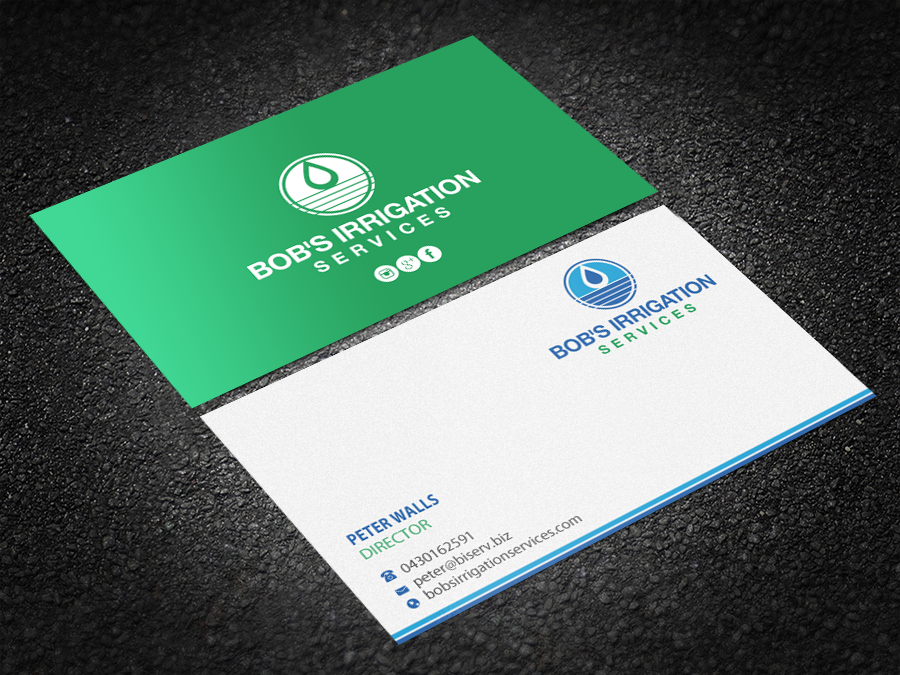 Business Card Design by Brand aid for Bob's Irrigation Services | Design #15805549