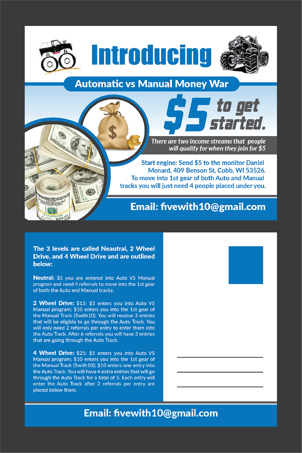 Postcard Design by Deziners Zone for 5with10 | Design #15820972