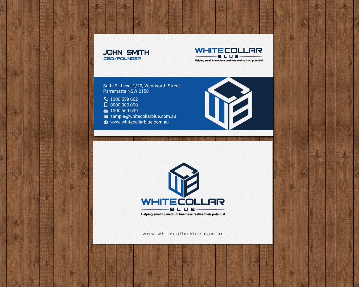 Business Card Design by chandrayaan.creative for WhiteCollarBlue | Design #15812535