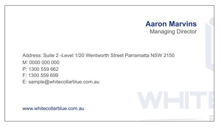 Diseño de Tarjeta de Presentación por aaronmarvinson para WhiteCollarBlue | Diseño #15905694