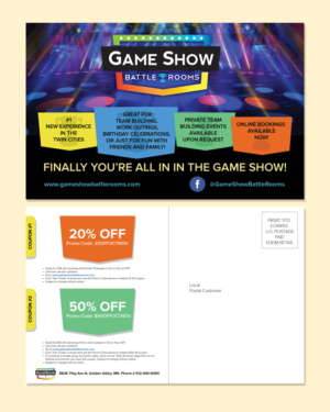 Game Show Battle Rooms Initial Post Card | Design de Carte Postale par LeonFX