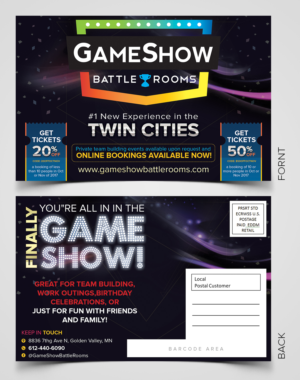 Game Show Battle Rooms Initial Post Card | Design de Carte Postale par SAI DESIGNS