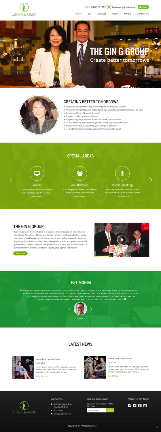 Web Design by pb for The Gin G Group | Design #17162148