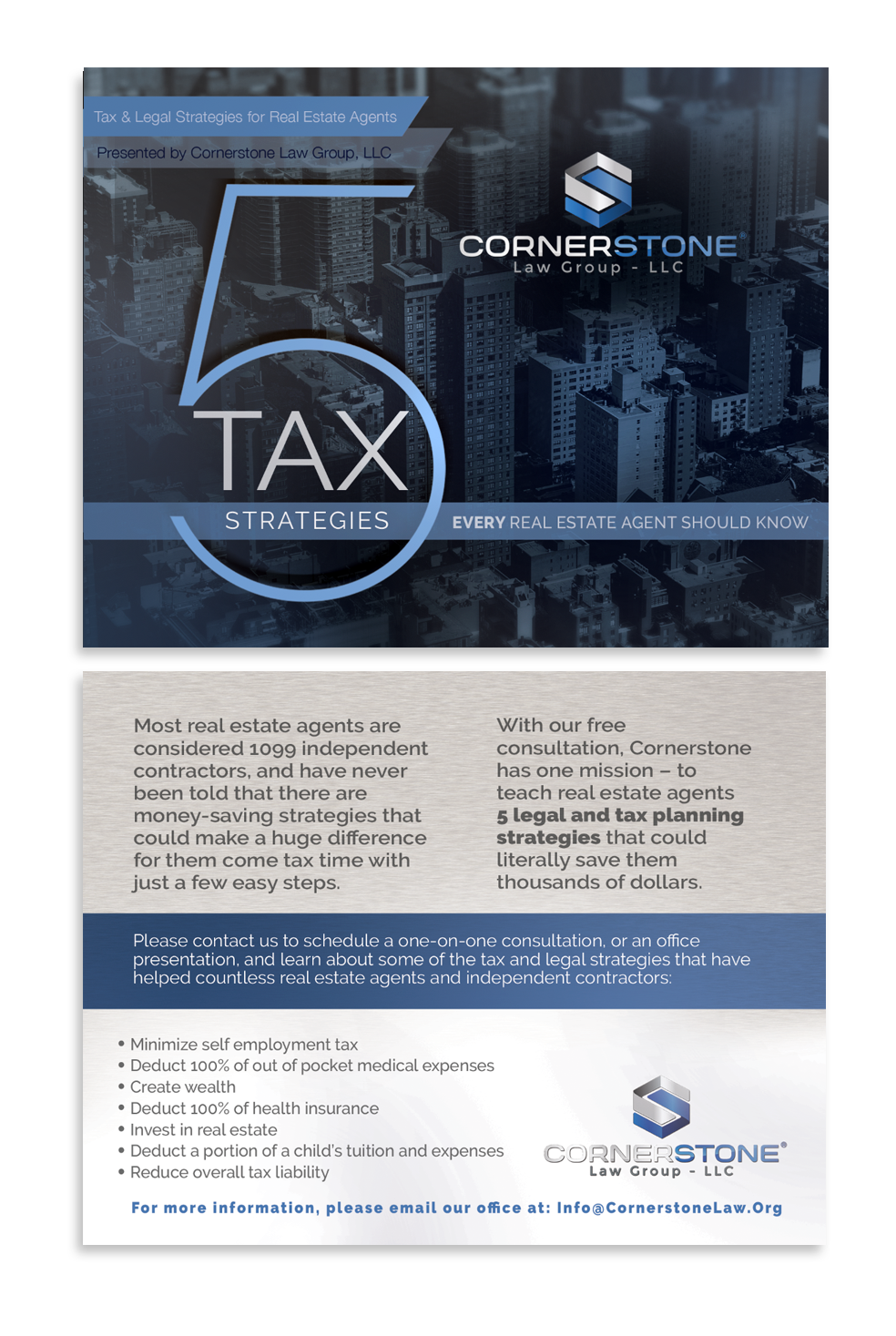 Postcard Design by see why for CORNERSTONE LAW GROUP | Design #15836306
