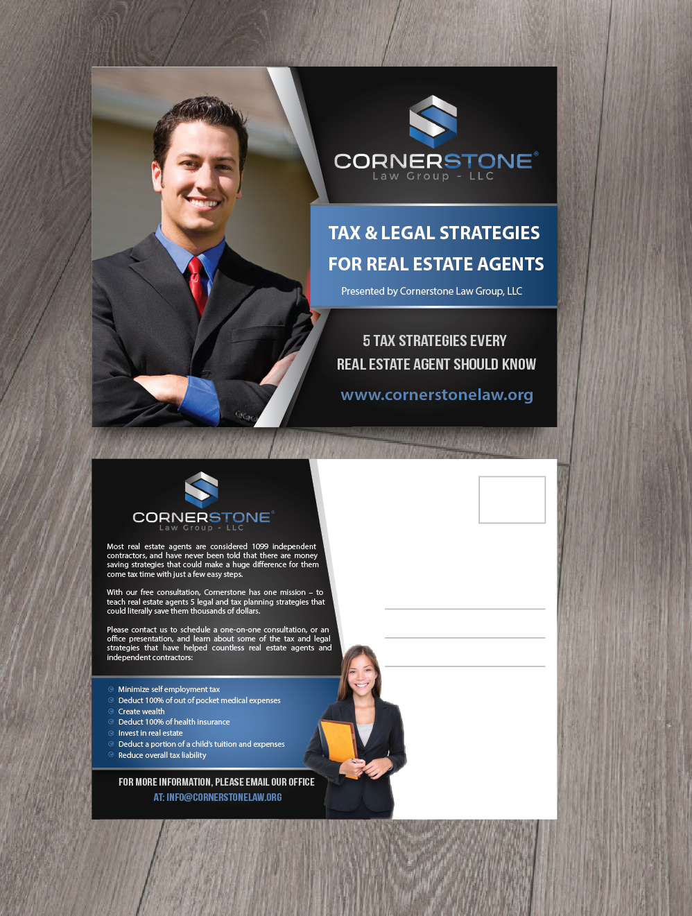 Postkarten-Design von alex989 für CORNERSTONE LAW GROUP | Design #15829233