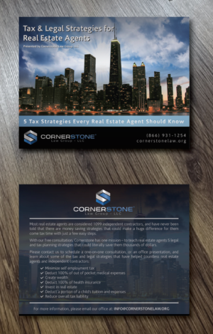 Design de Carte Postale par Alexandar pour CORNERSTONE LAW GROUP | Design : #15862166