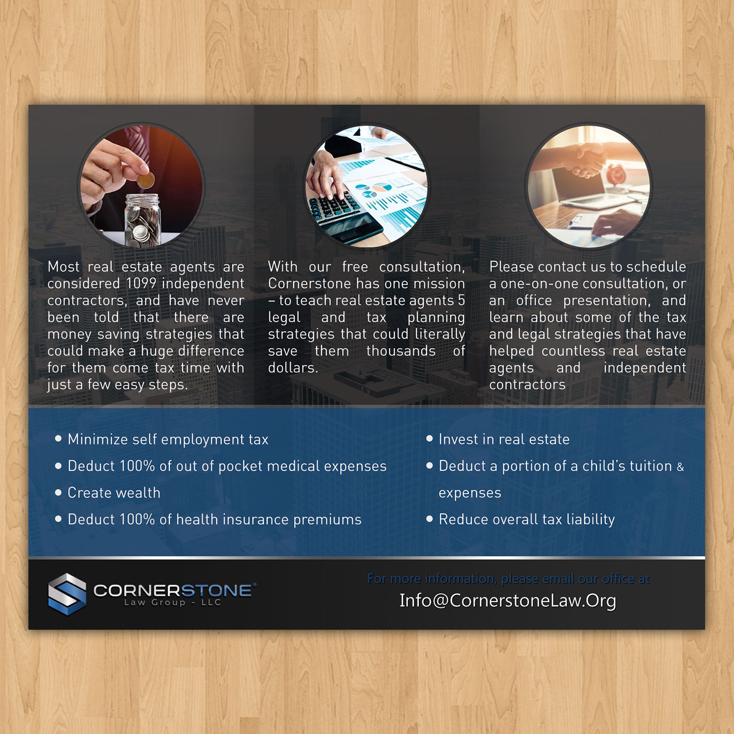 Postcard Design by Aether Designs for CORNERSTONE LAW GROUP | Design #15874360
