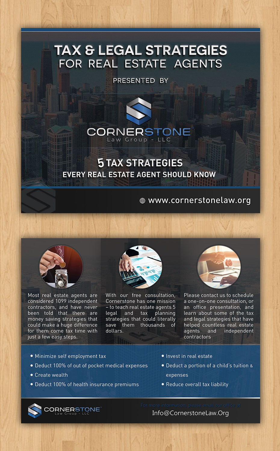 Postcard Design by Aether Designs for CORNERSTONE LAW GROUP | Design #15874371