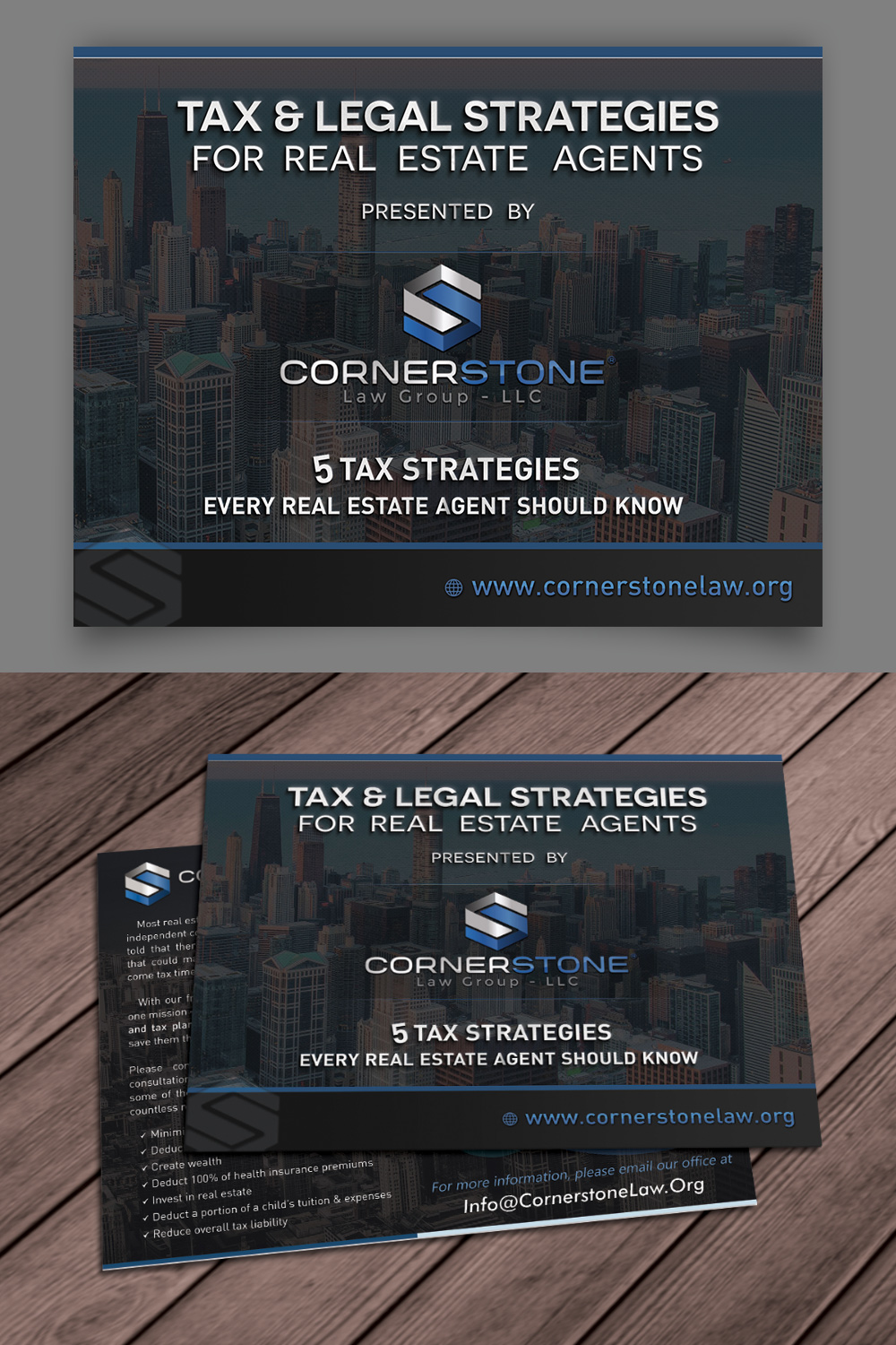 Postcard Design by Aether Designs for CORNERSTONE LAW GROUP | Design #15902711