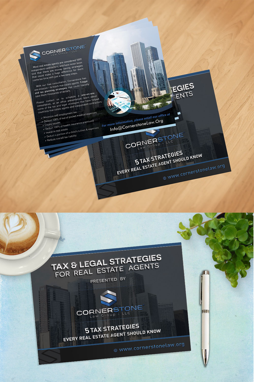 Postcard Design by Aether Designs for CORNERSTONE LAW GROUP | Design #15904830