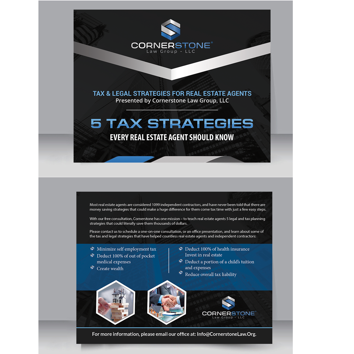 Design de Carte Postale par creative.bugs pour CORNERSTONE LAW GROUP | Design #15892160