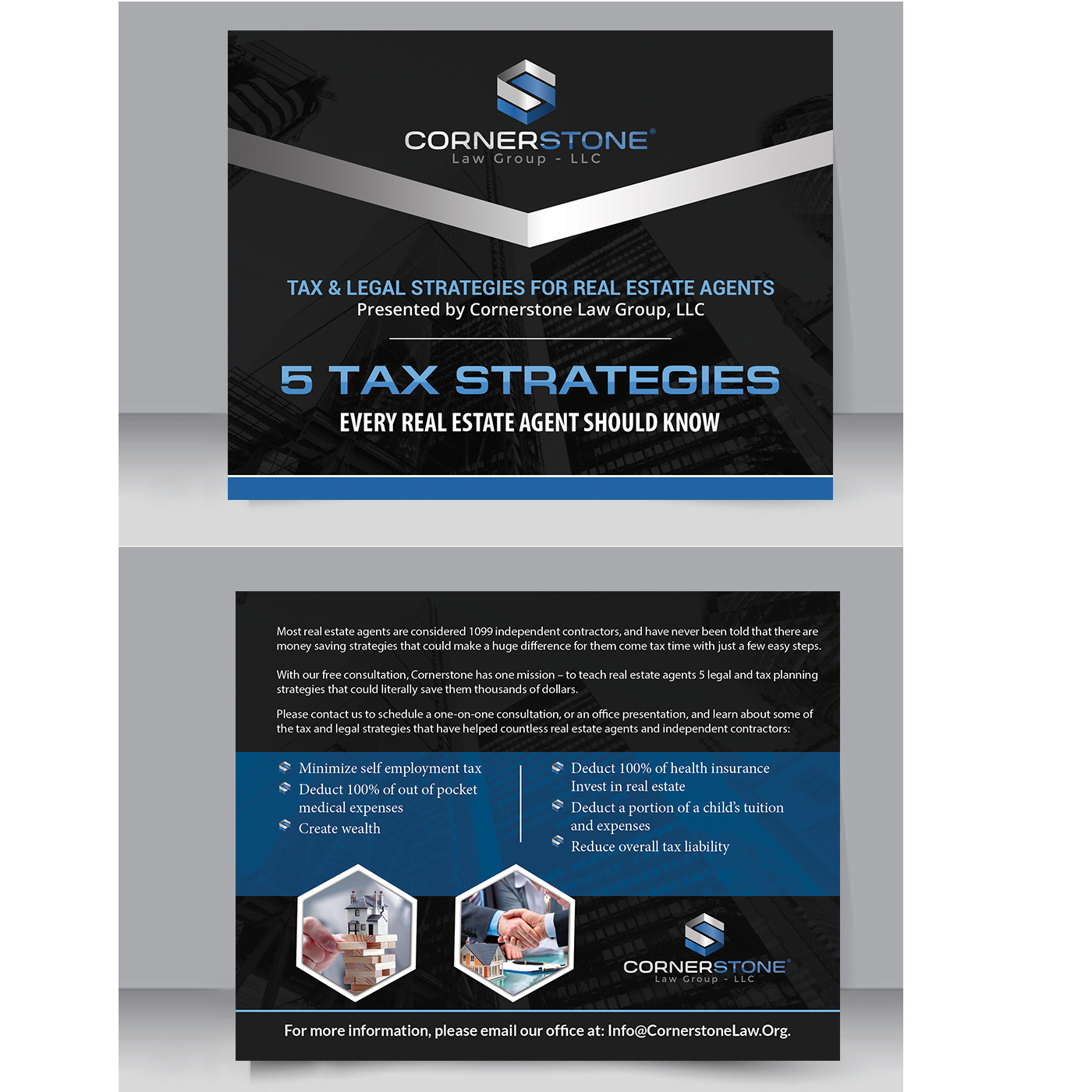 Postcard Design by creative.bugs for CORNERSTONE LAW GROUP | Design #15892161