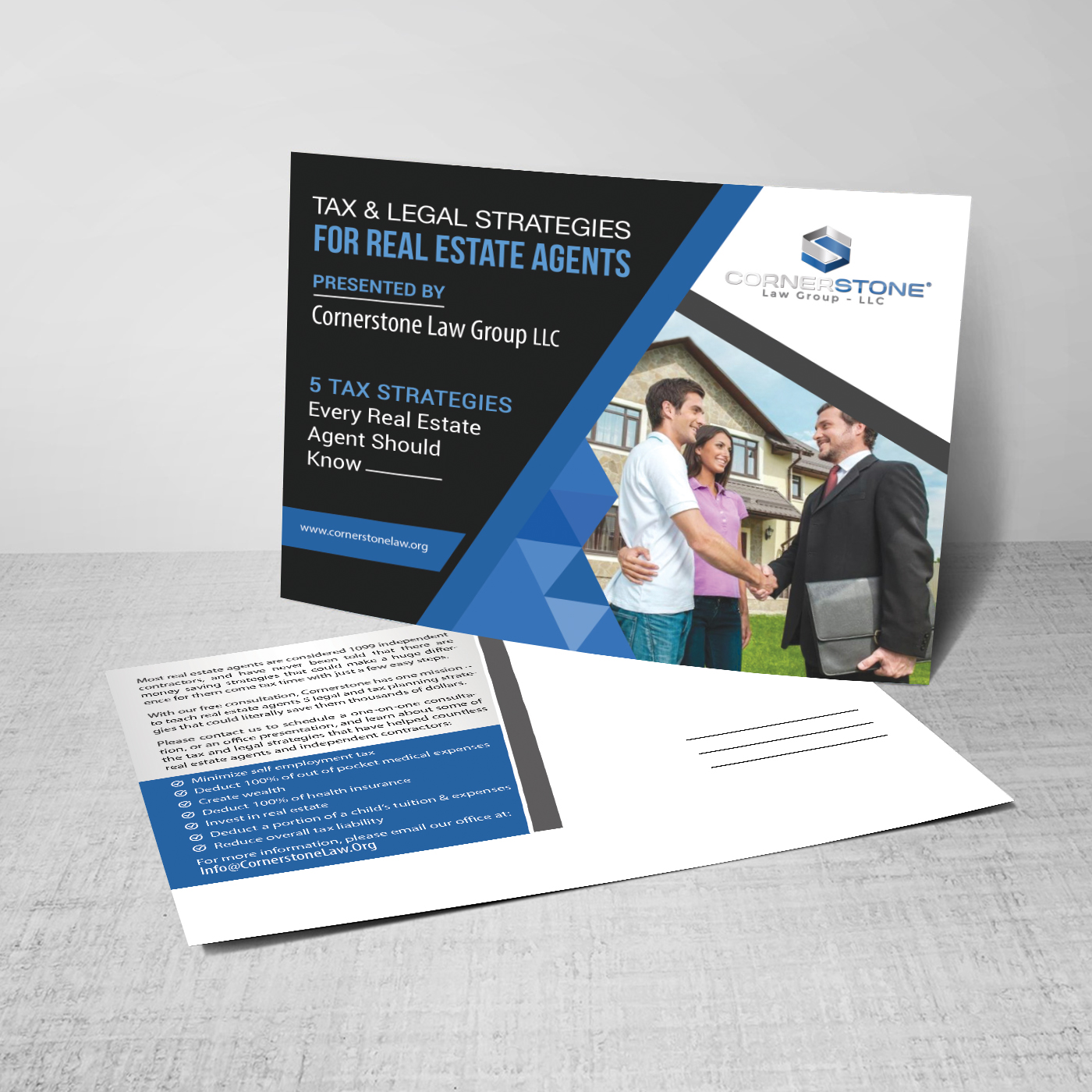 Postkarten-Design von creative.bugs für CORNERSTONE LAW GROUP | Design #15909152