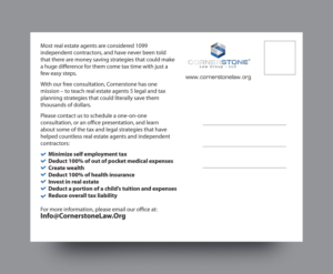 Postcard Design by rkailas for CORNERSTONE LAW GROUP | Design #15932421