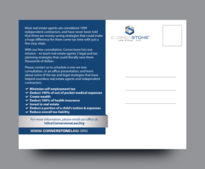 Diseño de Postal por rkailas para CORNERSTONE LAW GROUP | Diseño: #15932494