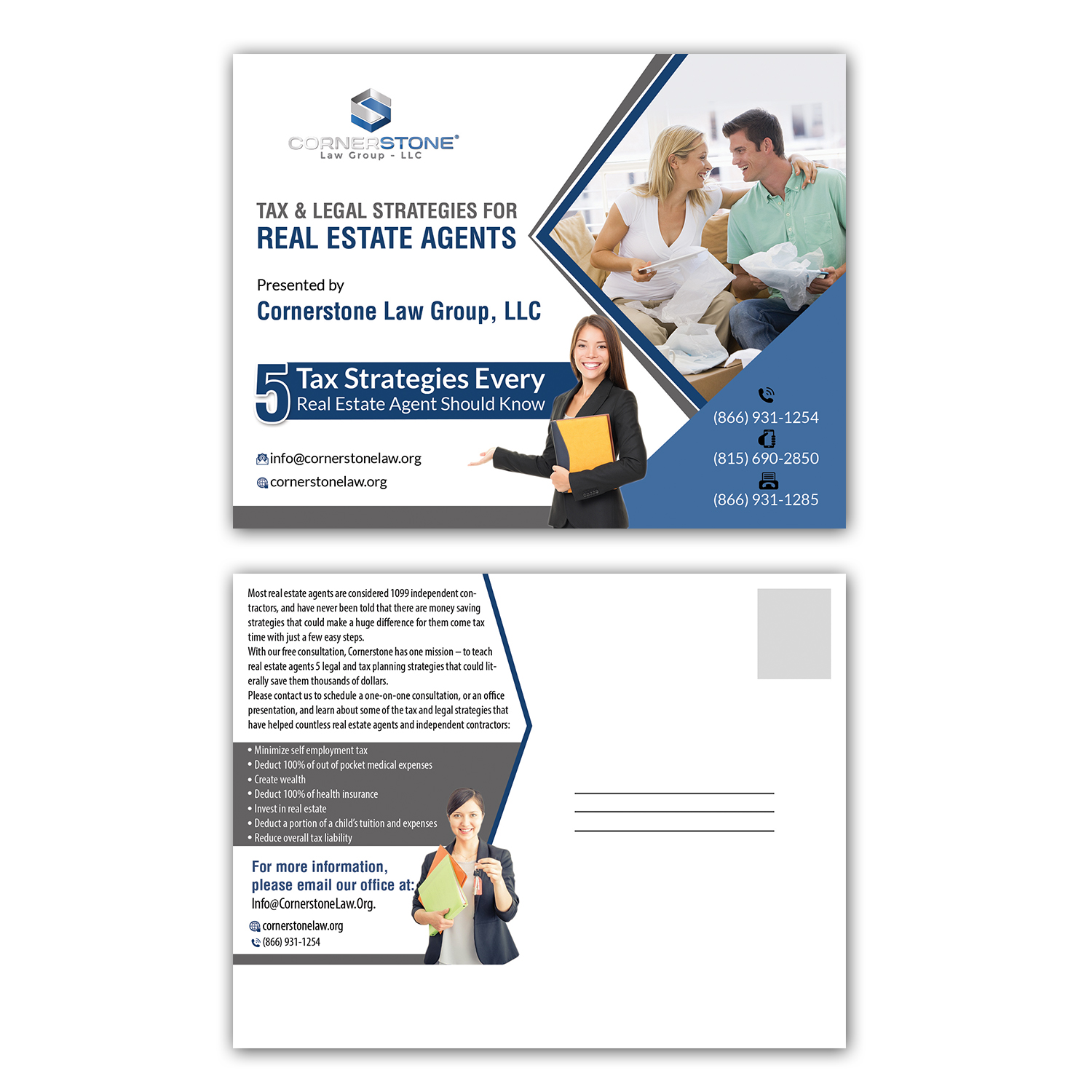 Postcard Design by Deepak_9_Malhotra for CORNERSTONE LAW GROUP | Design #15861367