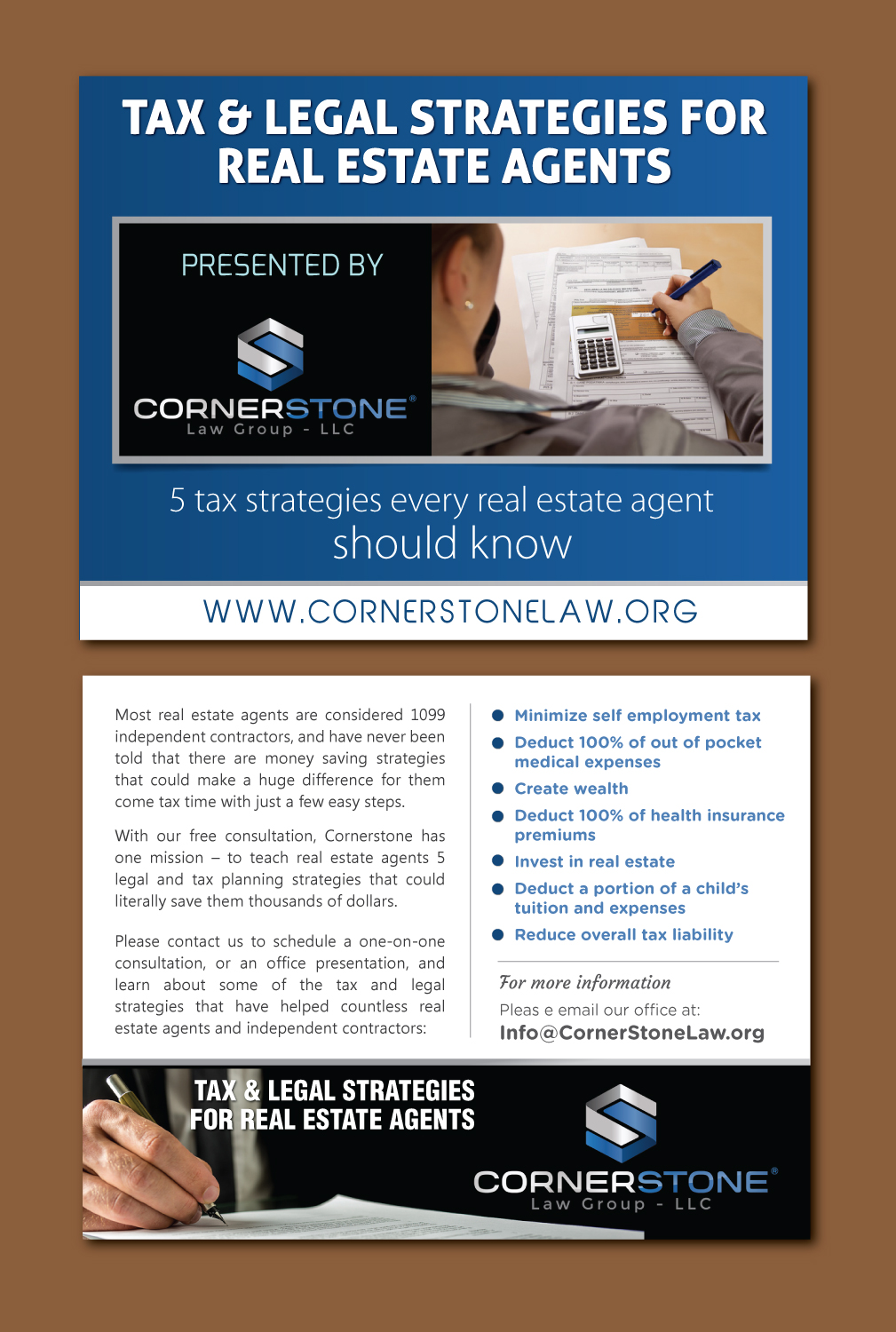 Postkarten-Design von meet007 für CORNERSTONE LAW GROUP | Design #15869392