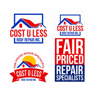 Logo-Design von pa2pat für Cost U Less Roof Repair Inc. | Design #15825362