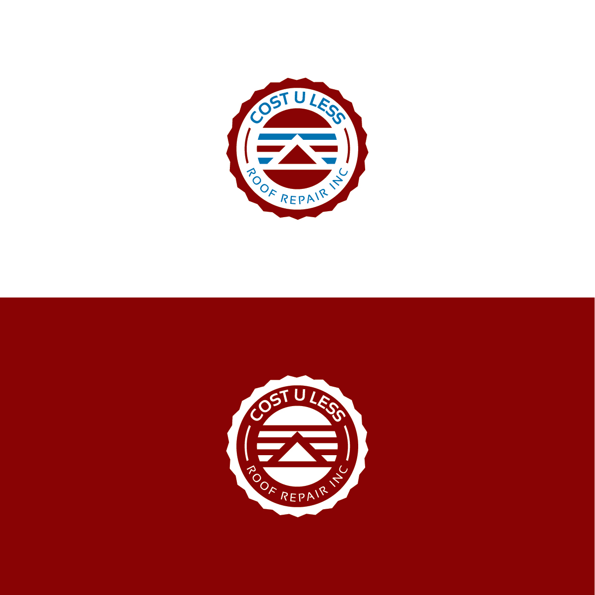 Logo-Design von 3Guys für Cost U Less Roof Repair Inc. | Design #15825316