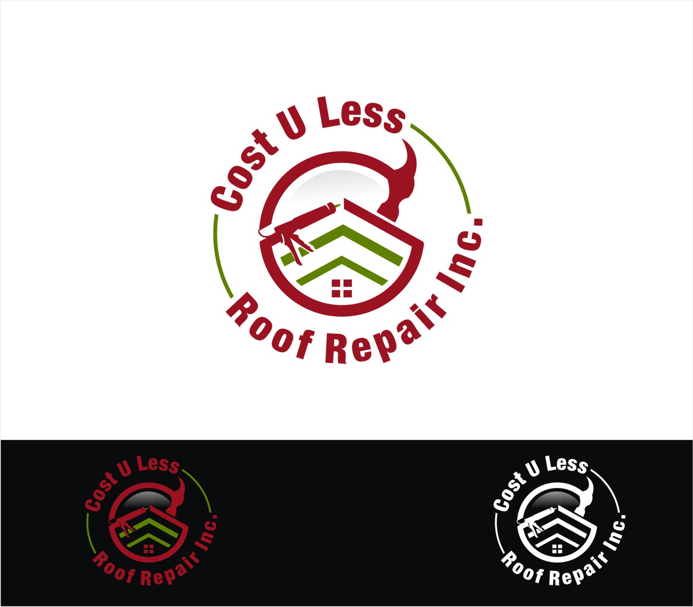 Logo Design by Soul Light for Cost U Less Roof Repair Inc. | Design #15828700