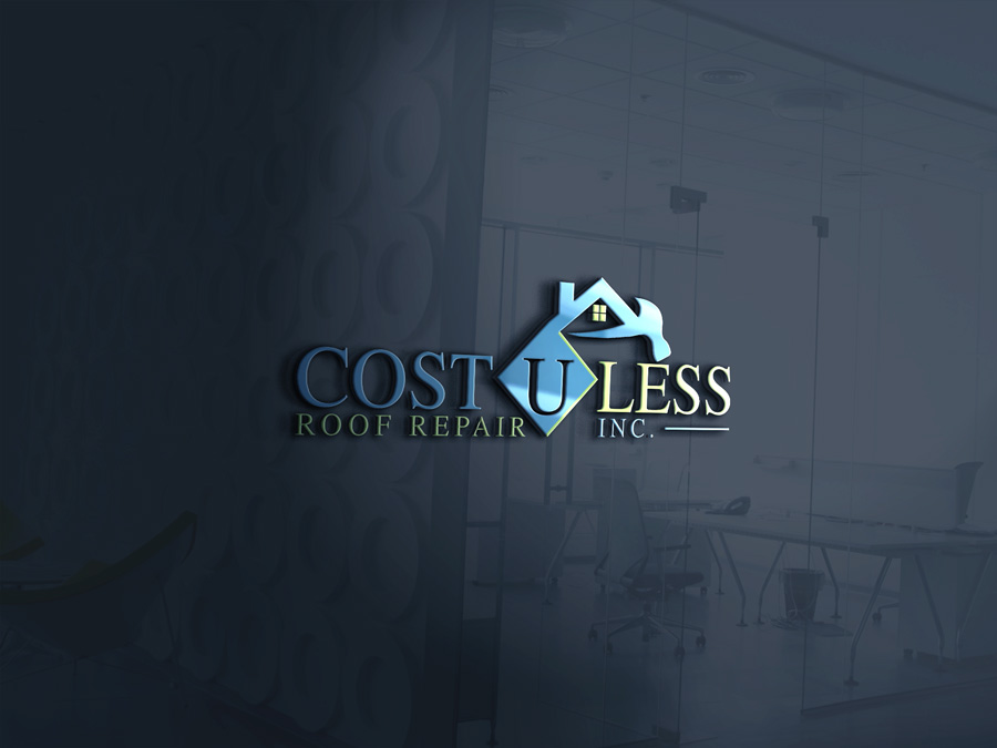 Logo Design by Top king  designer for Cost U Less Roof Repair Inc. | Design #15838565