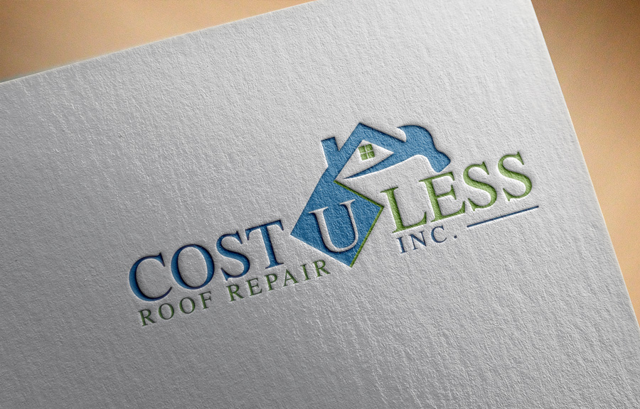 Logo-Design von Top king  designer für Cost U Less Roof Repair Inc. | Design #15838566