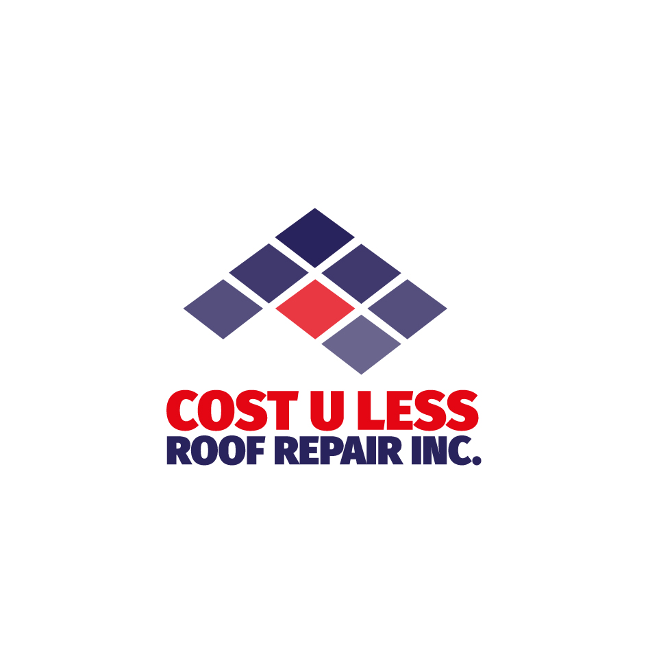 Logo Design by Crafty Fox Design for Cost U Less Roof Repair Inc. | Design #15877439