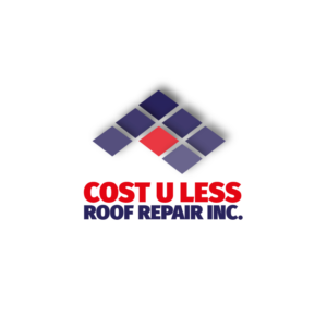 Logo Design by Crafty Fox Design for Cost U Less Roof Repair Inc. | Design: #15877441