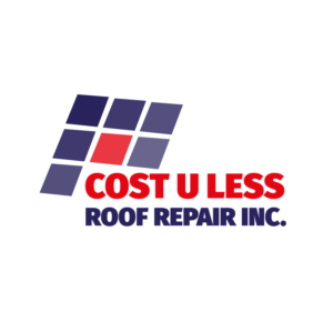 Logo Design by Crafty Fox Design for Cost U Less Roof Repair Inc. | Design: #15877442