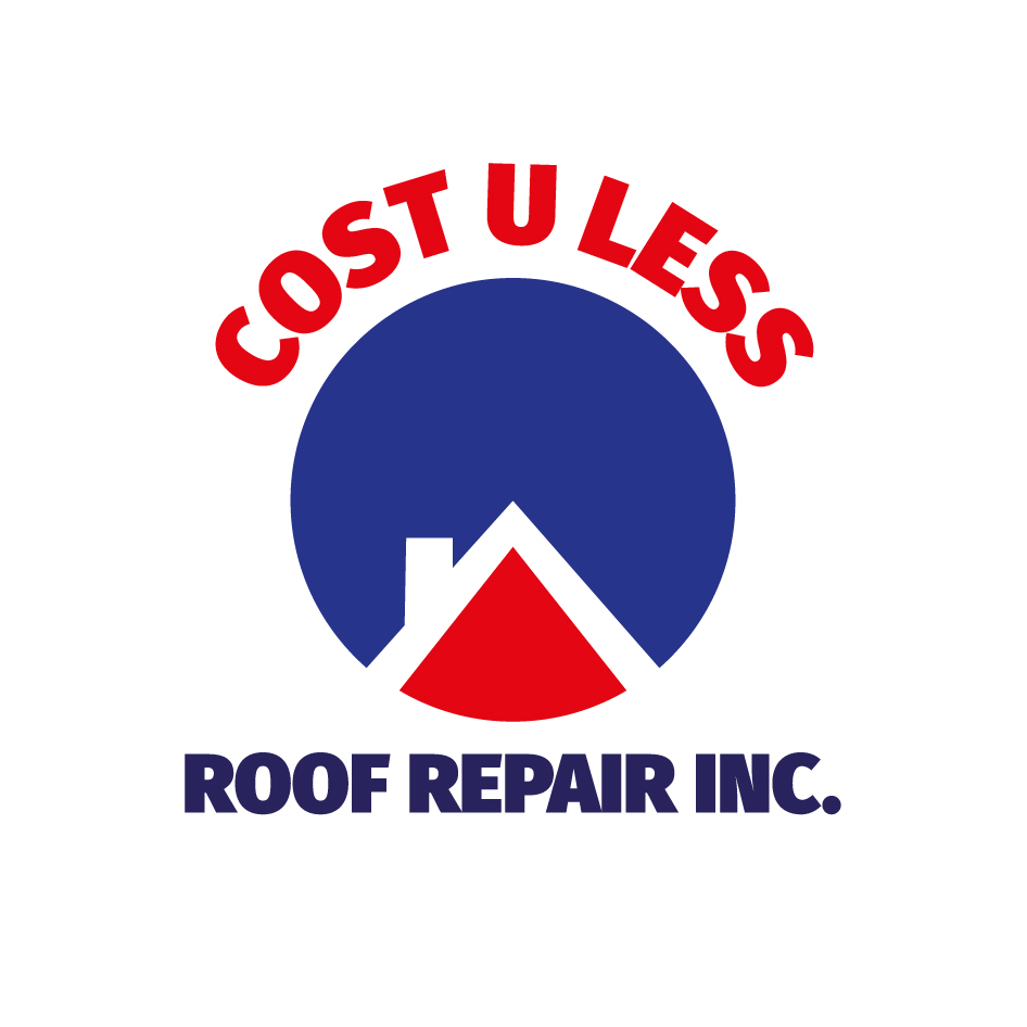 Logo Design by Crafty Fox Design for Cost U Less Roof Repair Inc. | Design #15877454