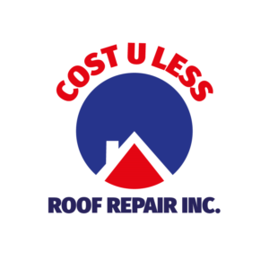 Logo Design by Crafty Fox Design for Cost U Less Roof Repair Inc. | Design: #15877454
