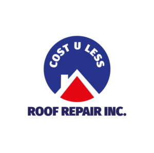 Logo Design by Crafty Fox Design for Cost U Less Roof Repair Inc. | Design: #15877457