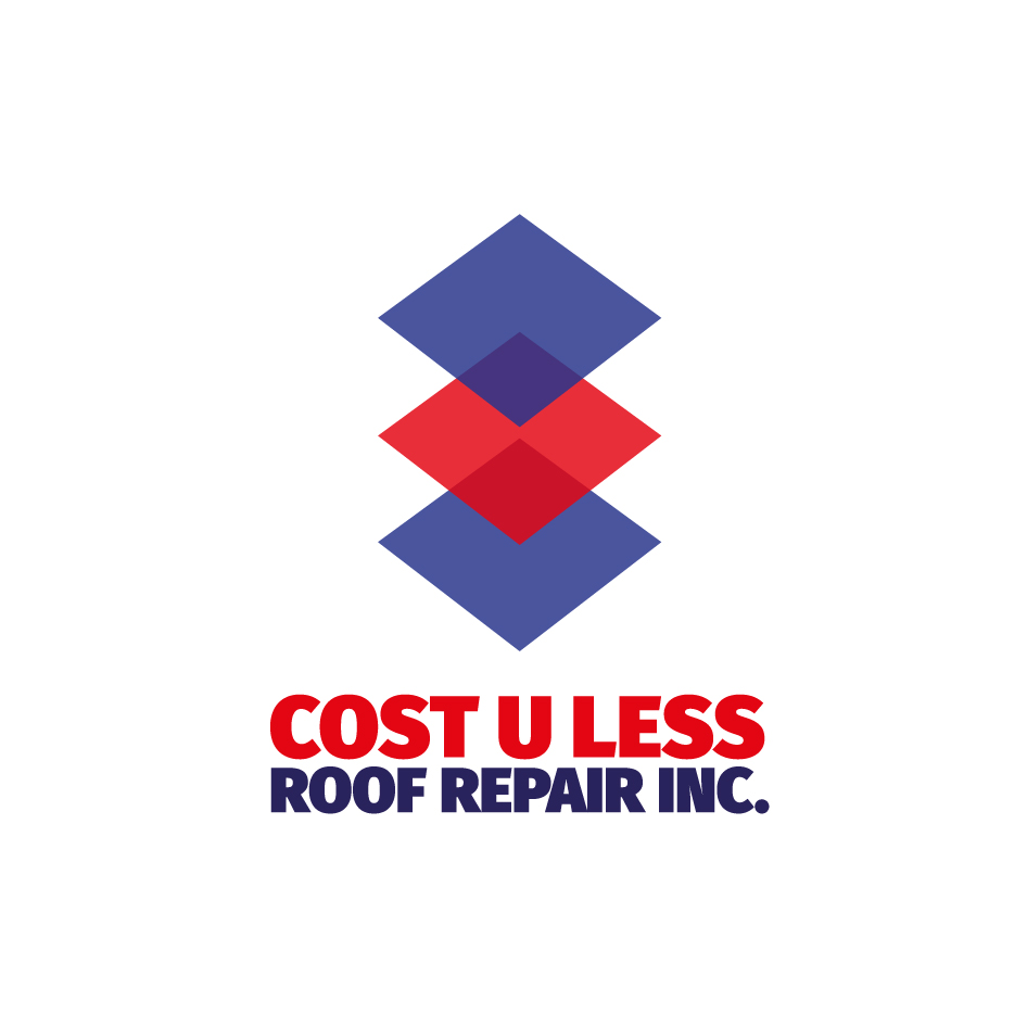 Logo Design by Crafty Fox Design for Cost U Less Roof Repair Inc. | Design #15877489