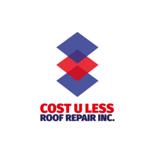 Logo Design by Crafty Fox Design for Cost U Less Roof Repair Inc. | Design: #15877489