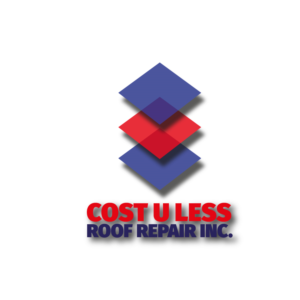 Logo Design by Crafty Fox Design for Cost U Less Roof Repair Inc. | Design: #15877495